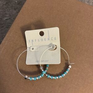 Turquoise Beaded Hoop Earrings